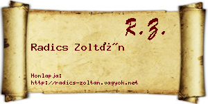 Radics Zoltán névjegykártya